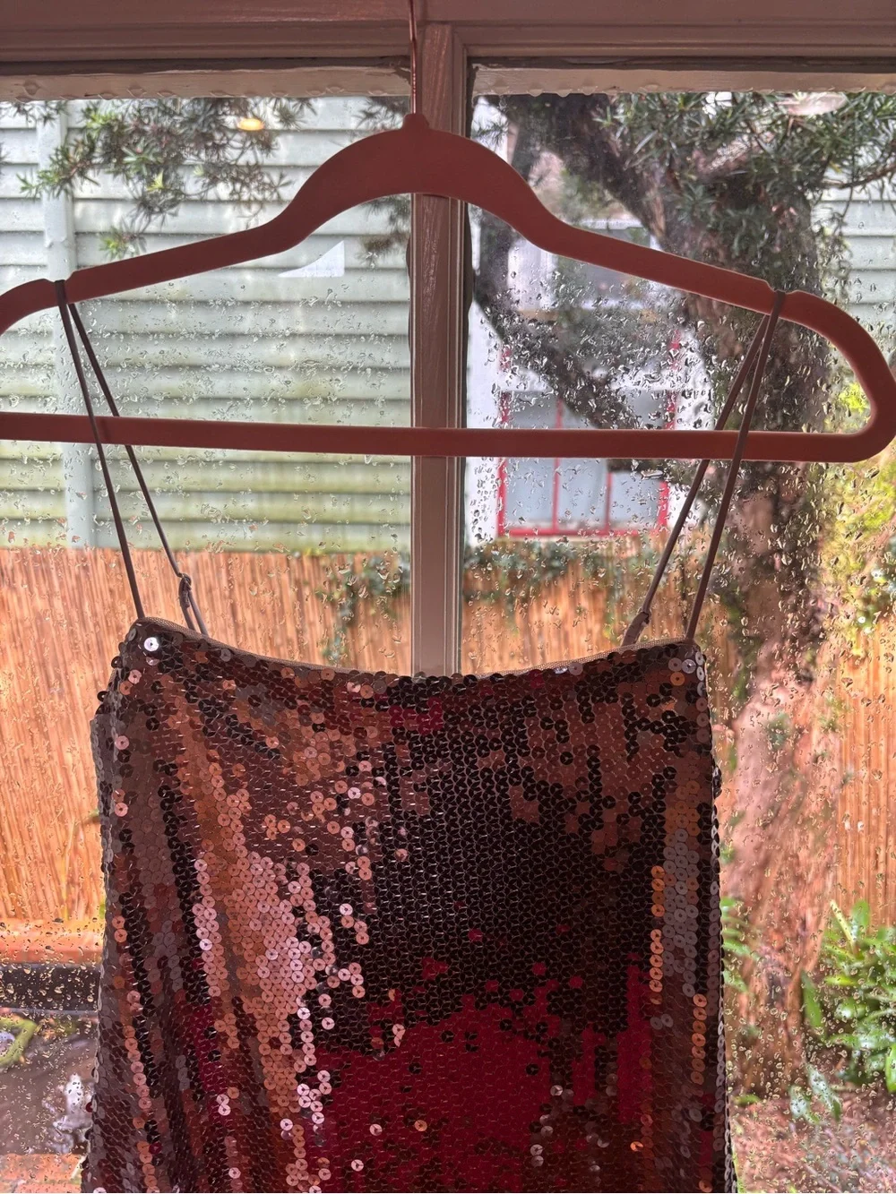 Silver Sequin Slip Dress